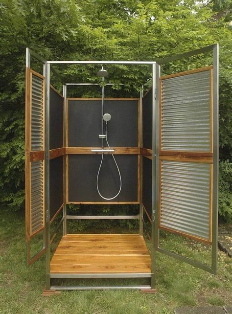 diy outdoor shower metal enclosure|how to build an outdoor shower with hot water.